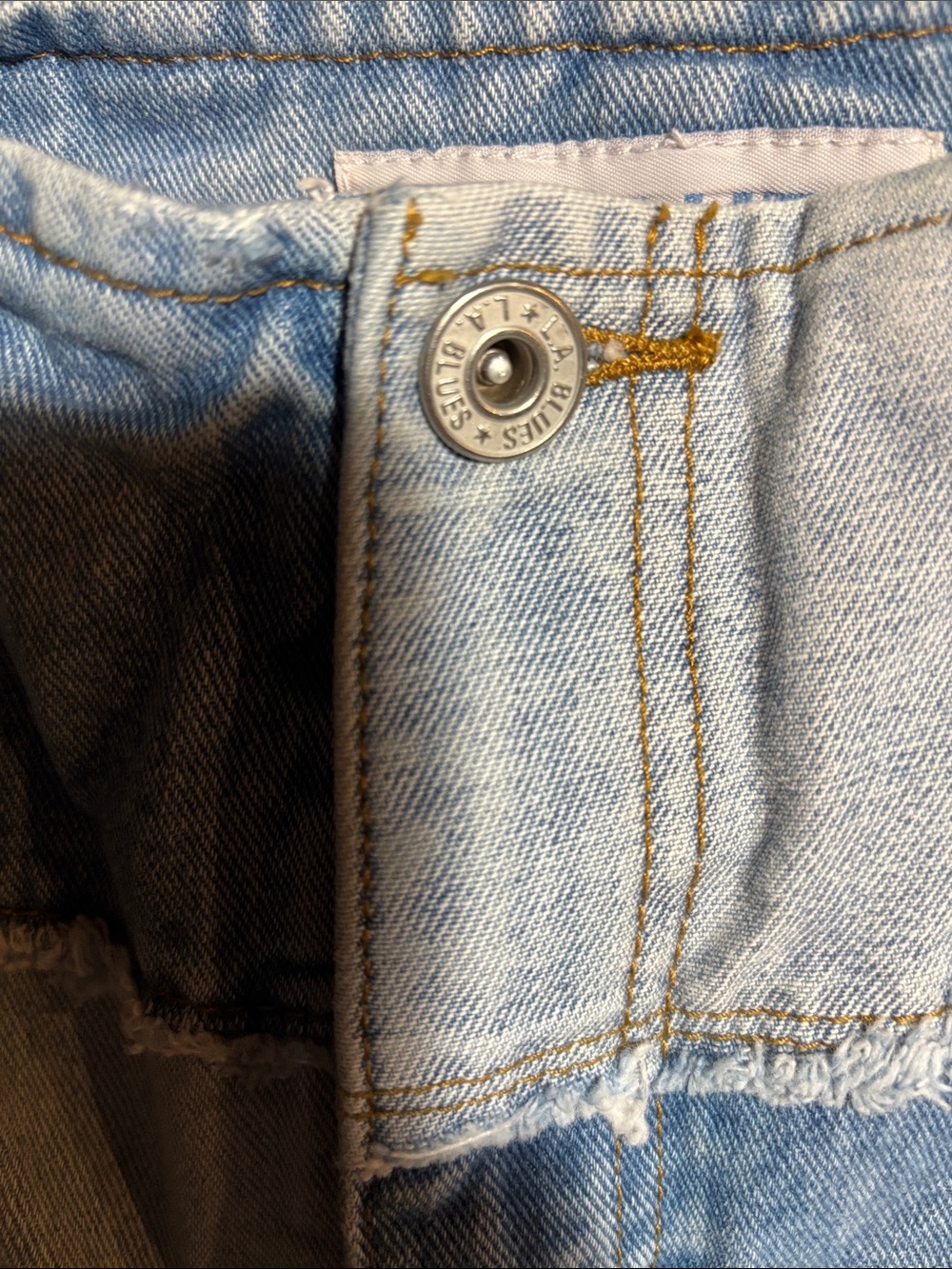 Patchwork Two-Tone Blue Denim Pants - Picture 3 of 9